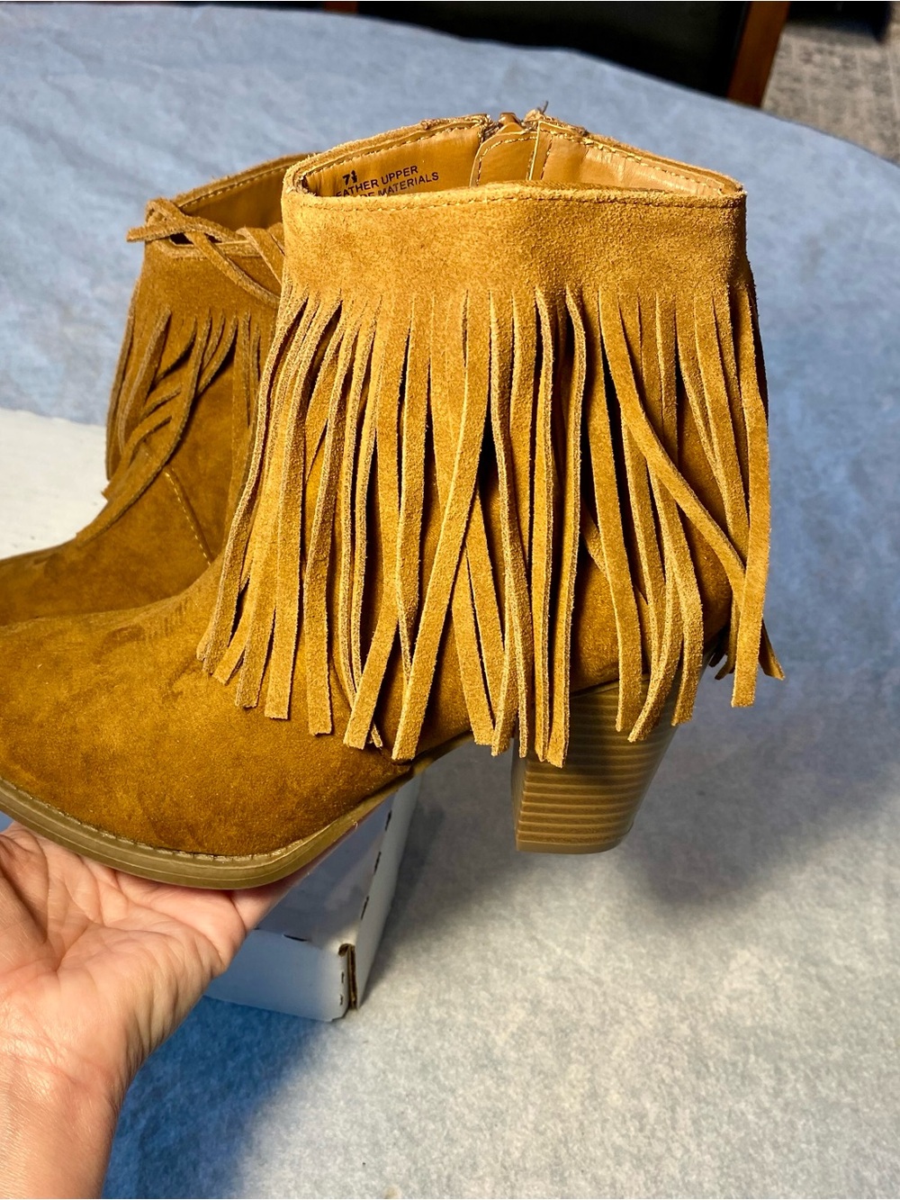 Target Suede Fringe Ankle Boots - Camel Brown size 7.5